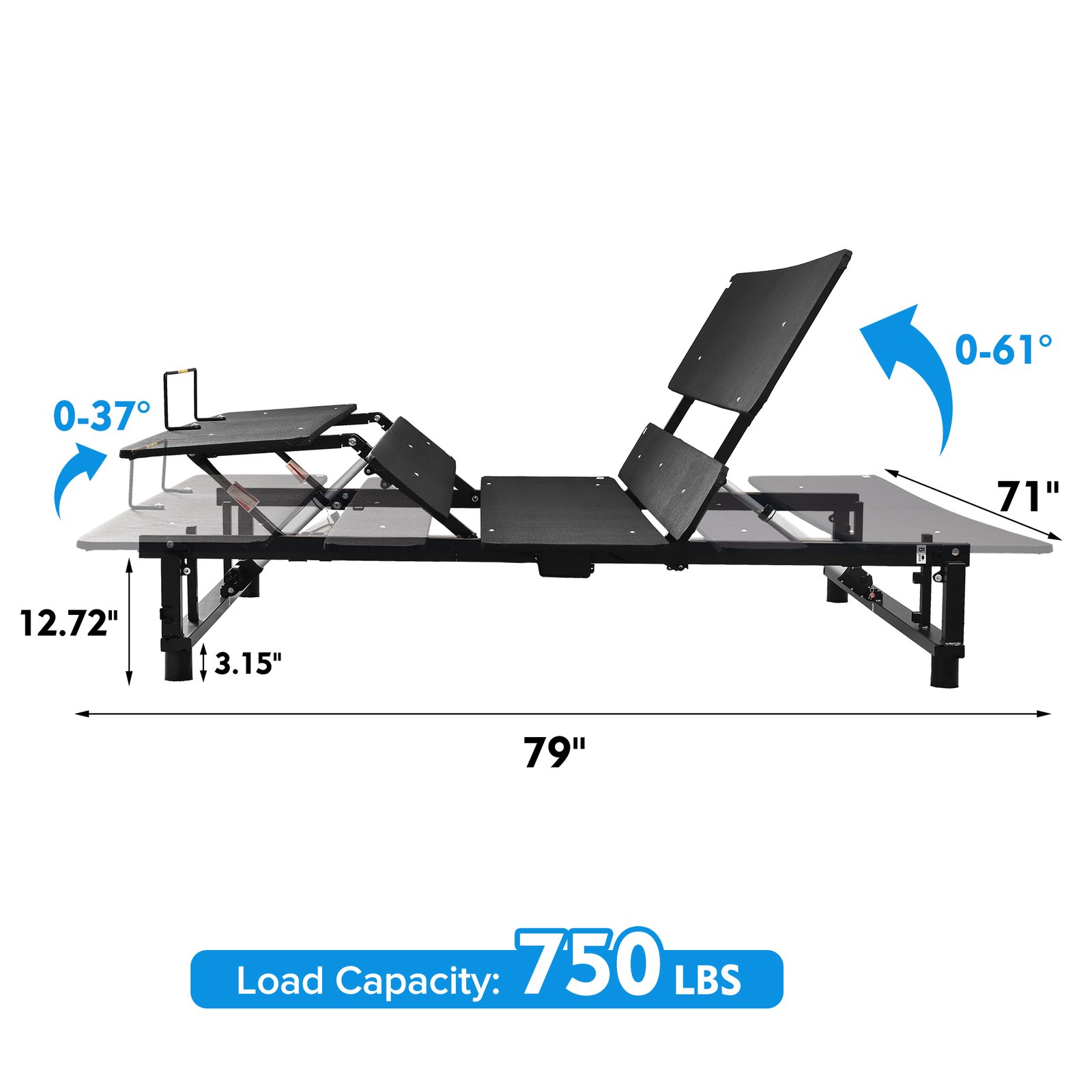 Adjustable Bed Base Frame Head and Foot Incline Quiet Motor King Size Zero Gravity photo review