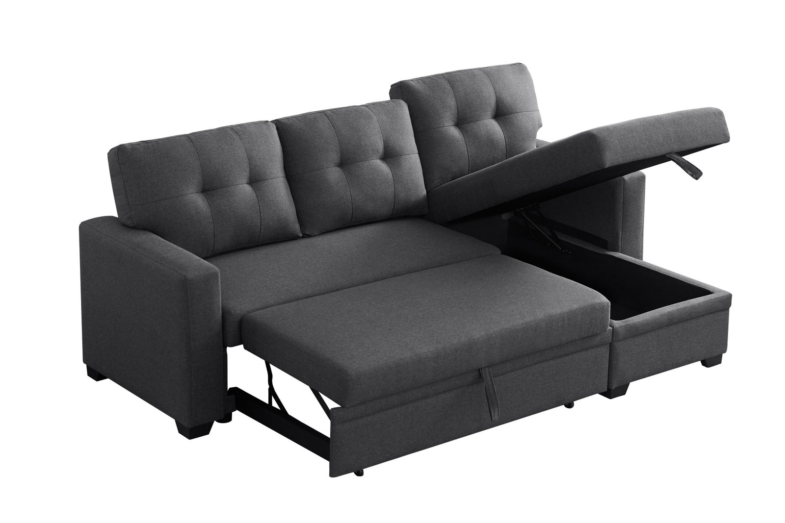 Upholstered Pull out Sectional Sofa with Chaise photo review