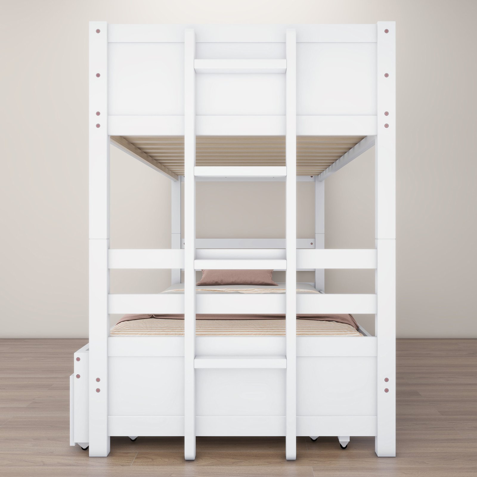 Twin over Pull-out Bunk Bed with Trundle, White photo review