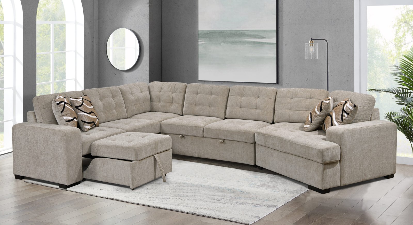 149" Oversized Sectional Modern Large Upholstered U-Shape Sectional Sofa, Extra Wide Chaise Lounge Couch for Home, Bedroom, Apartment, Dorm, Office, Light Gray photo review