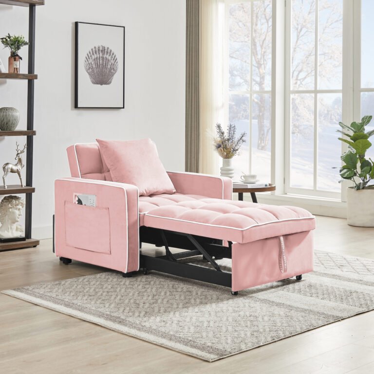 Three-in-one sofa bed chair folding sofa bed adjustable back into a sofa recliner single bed adult modern chair bed berth Pink(UPC:712109616920)