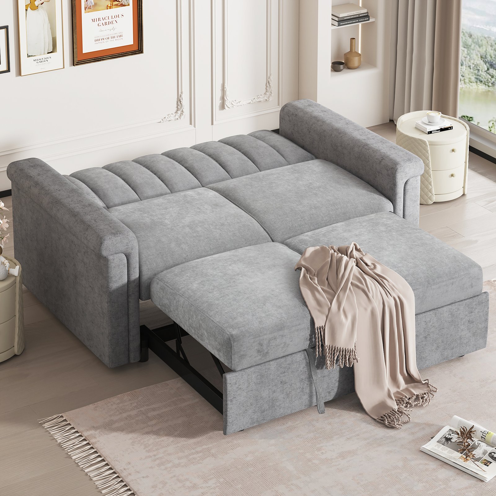 U_STYLE Convertible Soft Cushion Sofa Pull Bed ,for Two People to Sit On photo review
