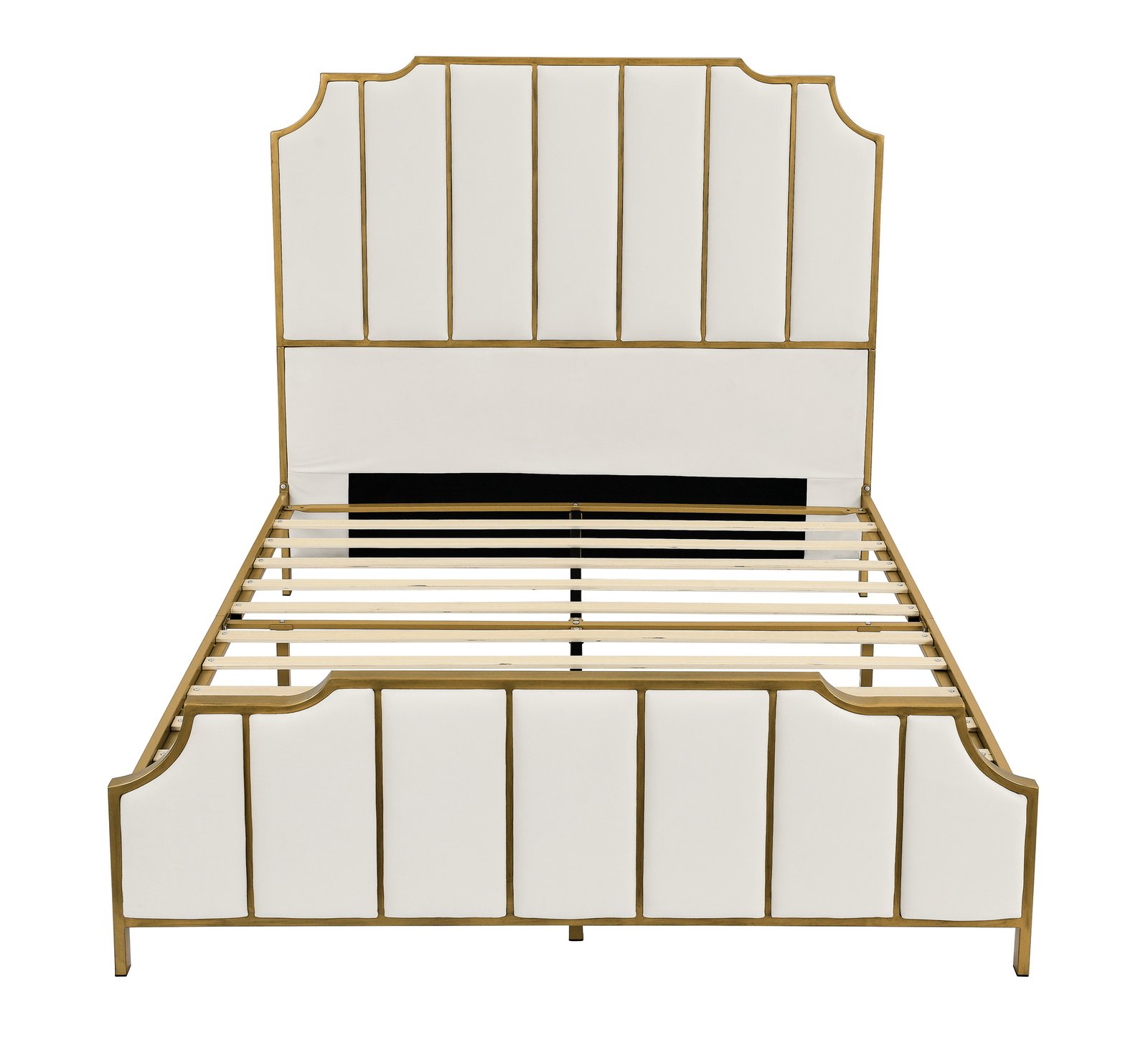 Queen Size Bed Frame,Upholstered Platform Bed & High headboard with Wood Slat Support,No Box Spring Needed,Easy Assembly, Velvet White photo review