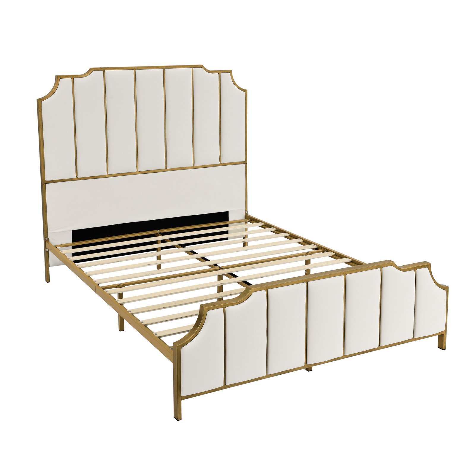 Queen Size Bed Frame,Upholstered Platform Bed & High headboard with Wood Slat Support,No Box Spring Needed,Easy Assembly, Velvet White photo review
