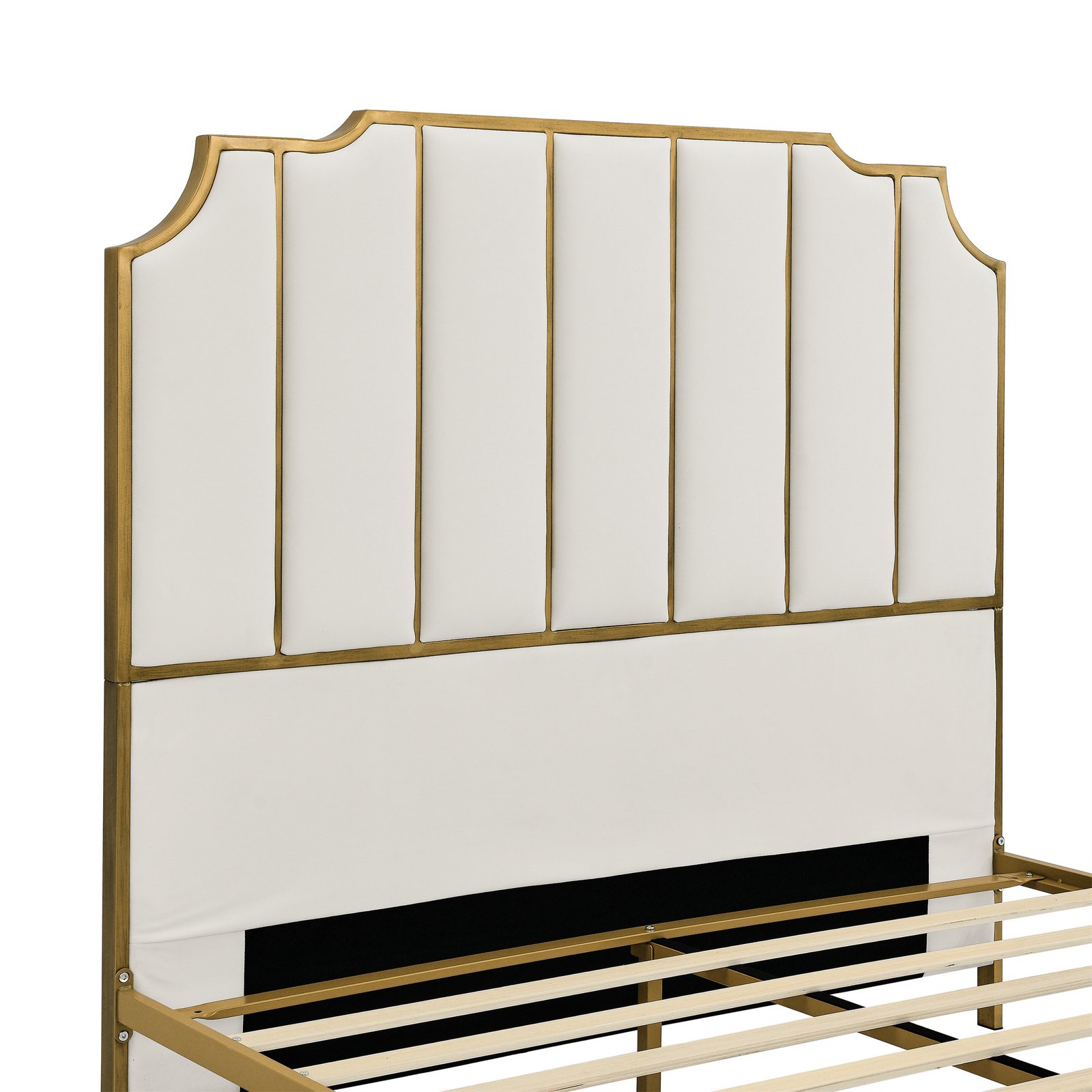 Queen Size Bed Frame,Upholstered Platform Bed & High headboard with Wood Slat Support,No Box Spring Needed,Easy Assembly, Velvet White photo review