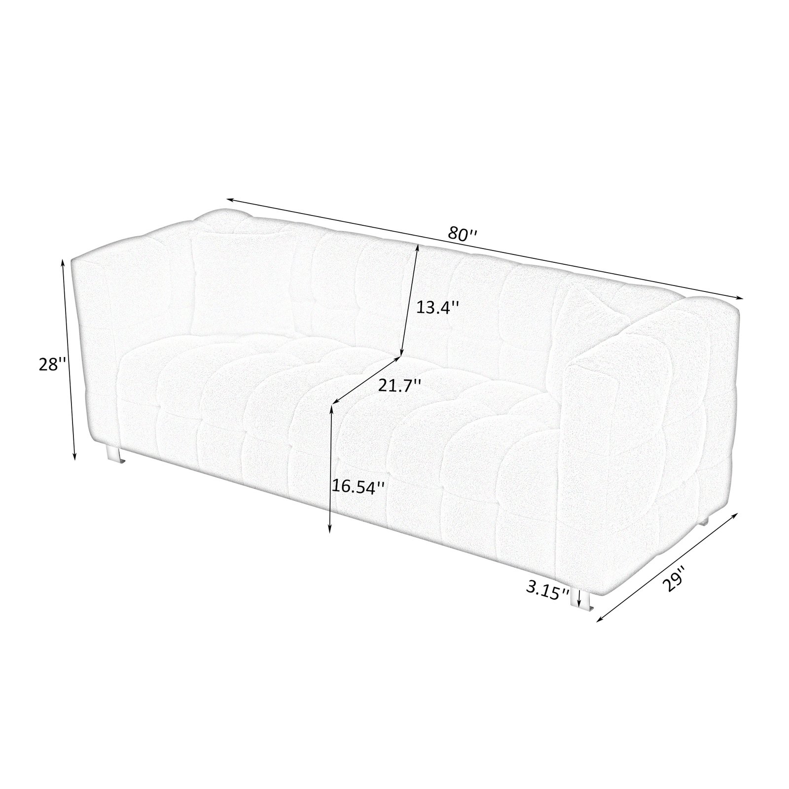 Beige White and teddy plush sofa 80 inch discharge in living room bedroom with two throw pillows hardware foot support photo review