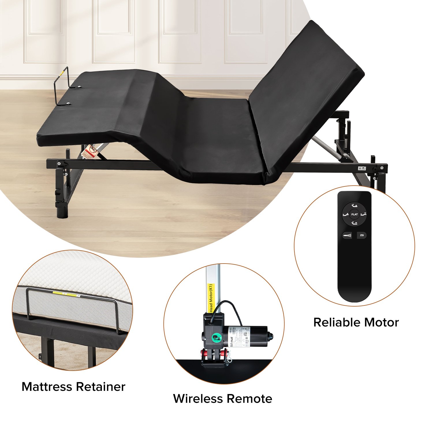Adjustable Bed Base Frame Head and Foot Incline Quiet Motor Full Size Zero Gravity photo review