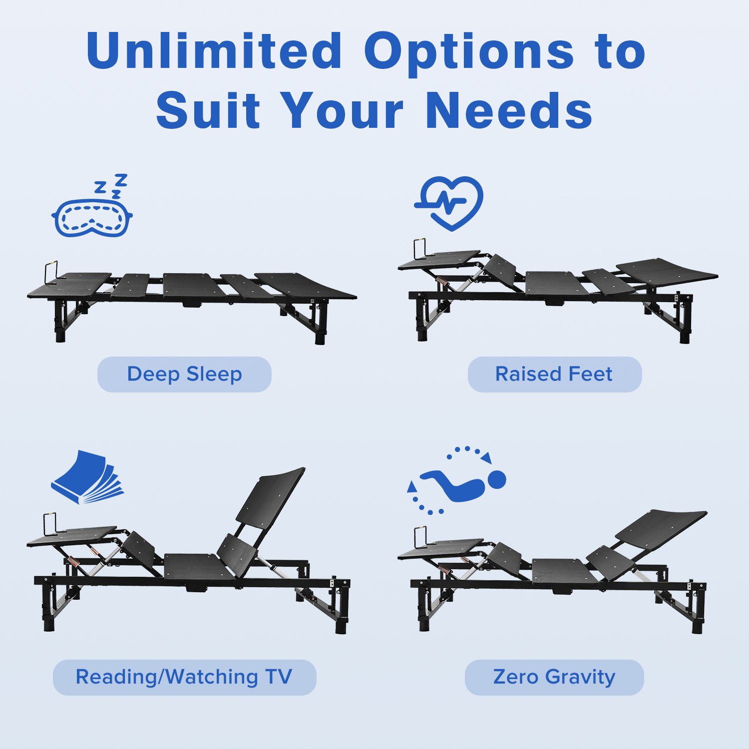 Adjustable Bed Base Frame Head and Foot Incline Quiet Motor King Size Zero Gravity photo review