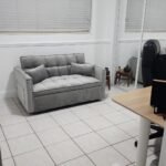 Modern Velvet Loveseat Futon Sofa Couch w/Pullout Bed,Small Love Seat Lounge Sofa w/Reclining Backrest,Toss Pillows, Pockets,Furniture for Living Room,3 in 1 Convertible Sleeper Sofa Bed, Black photo review