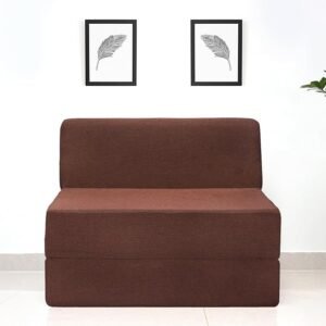 Basics 1 Seater Sofa Cum Bed | Jute Fabric Washable Cover | 3' X 6' Feet