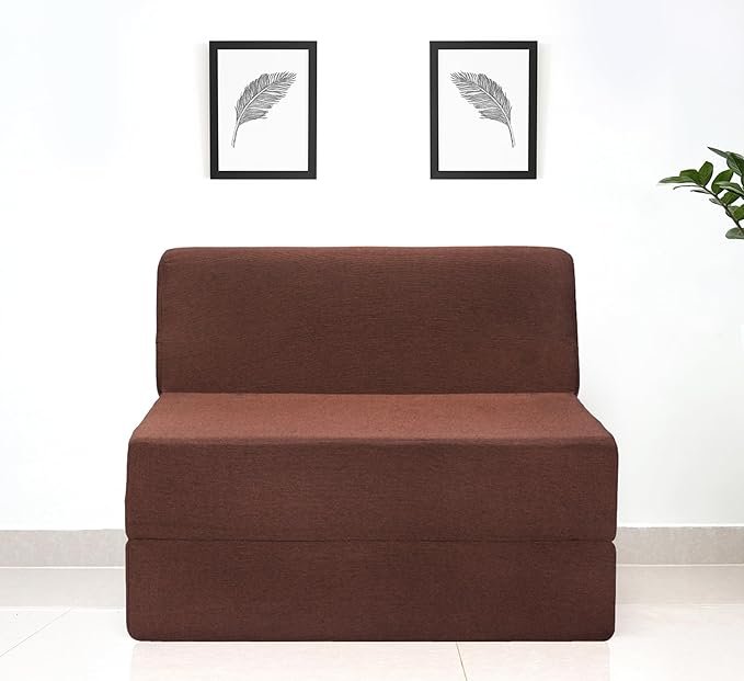 Basics 1 Seater Sofa Cum Bed | Jute Fabric Washable Cover | 3' X 6' Feet