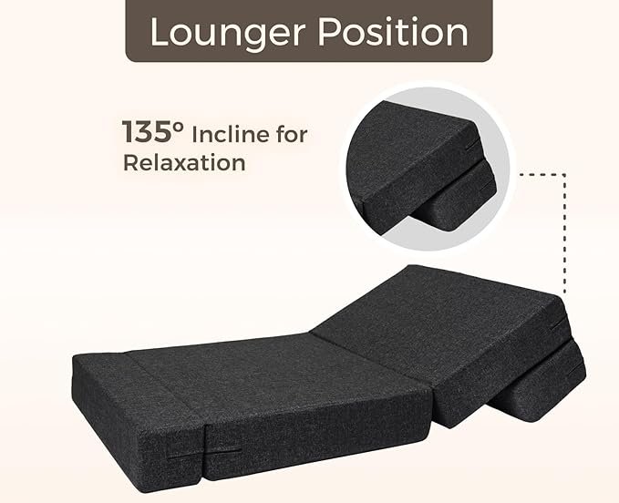 uberlyfe 1 Seater Sofa Cum Bed | Jute Fabric Washable Cover | 1 Cushion Blue Quartet Pattern | Dark Grey | 3' x 6' Feet photo review