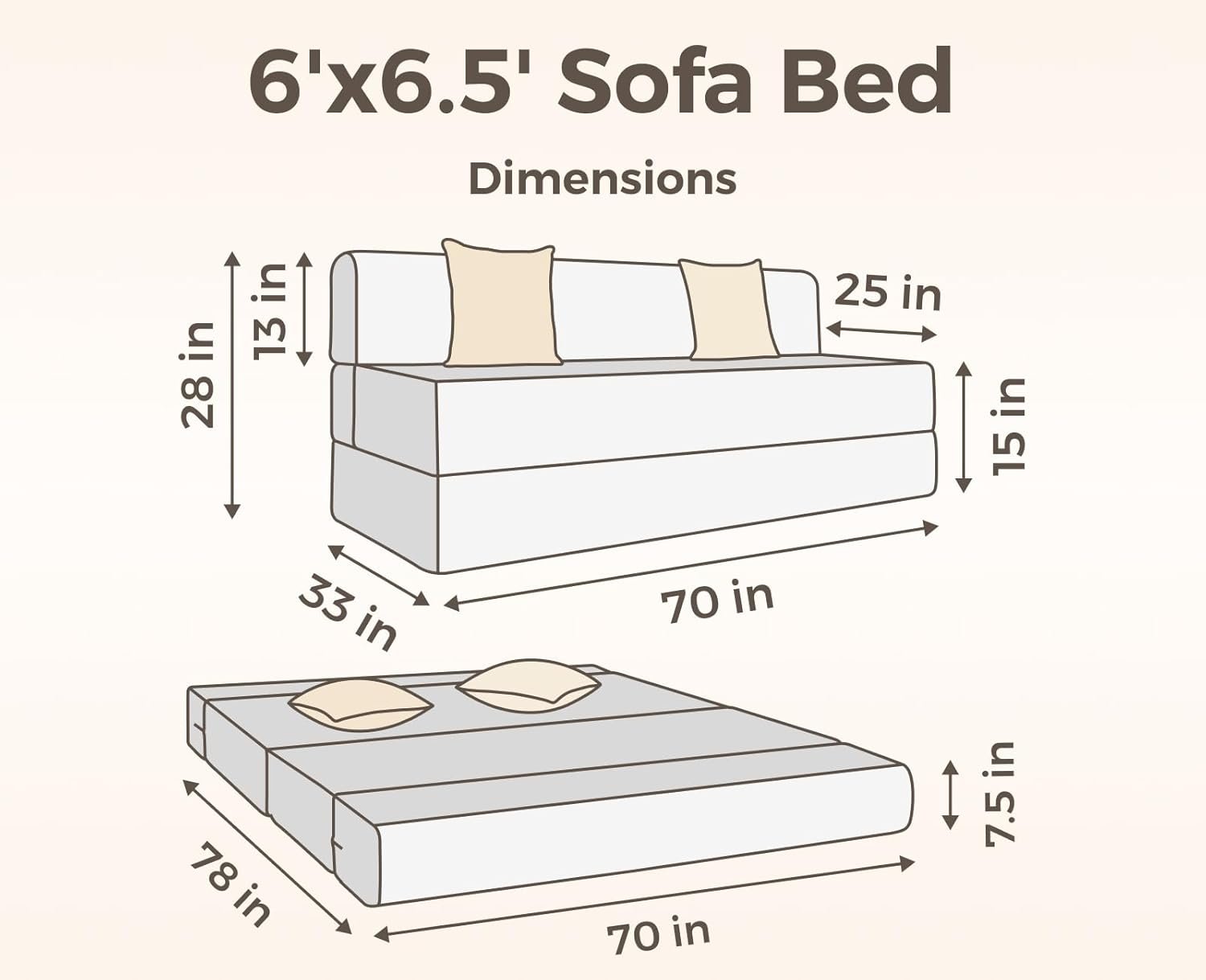uberlyfe Xtra Long 4-Seater Sofa Cum Bed | 1-Year Warranty | King Mattress, Sofacum Bed for Tall People | 15" Sofa Height |2 Zigzag Pattern Cushions | Jute Finish Fabric | 6' X 6.5' Feet photo review