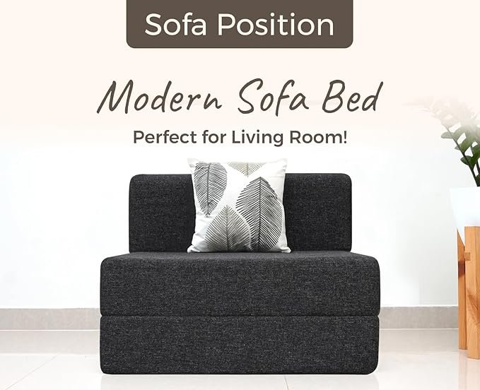 uberlyfe 1 Seater Sofa Cum Bed | Jute Fabric Washable Cover | 1 Cushion Thread Bare Pattern | 3' x 6' Feet photo review