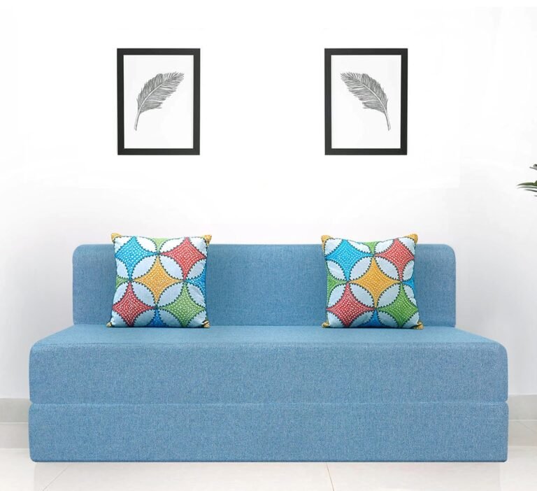 uberlyfe Basics 3 Seater Sofa Cum Bed | Jute Fabric Washable Cover | 2 Cushions Pattern | 5' X 6' Feet