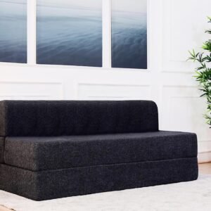 uberlyfe 3 Seater Sofa Cum Bed | Jute Fabric Washable Cover | 6.5' X 6' Feet