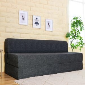 uberlyfe 3 Seater Sofa Cum Bed | Jute Fabric Washable Cover | 6' X 6' Feet