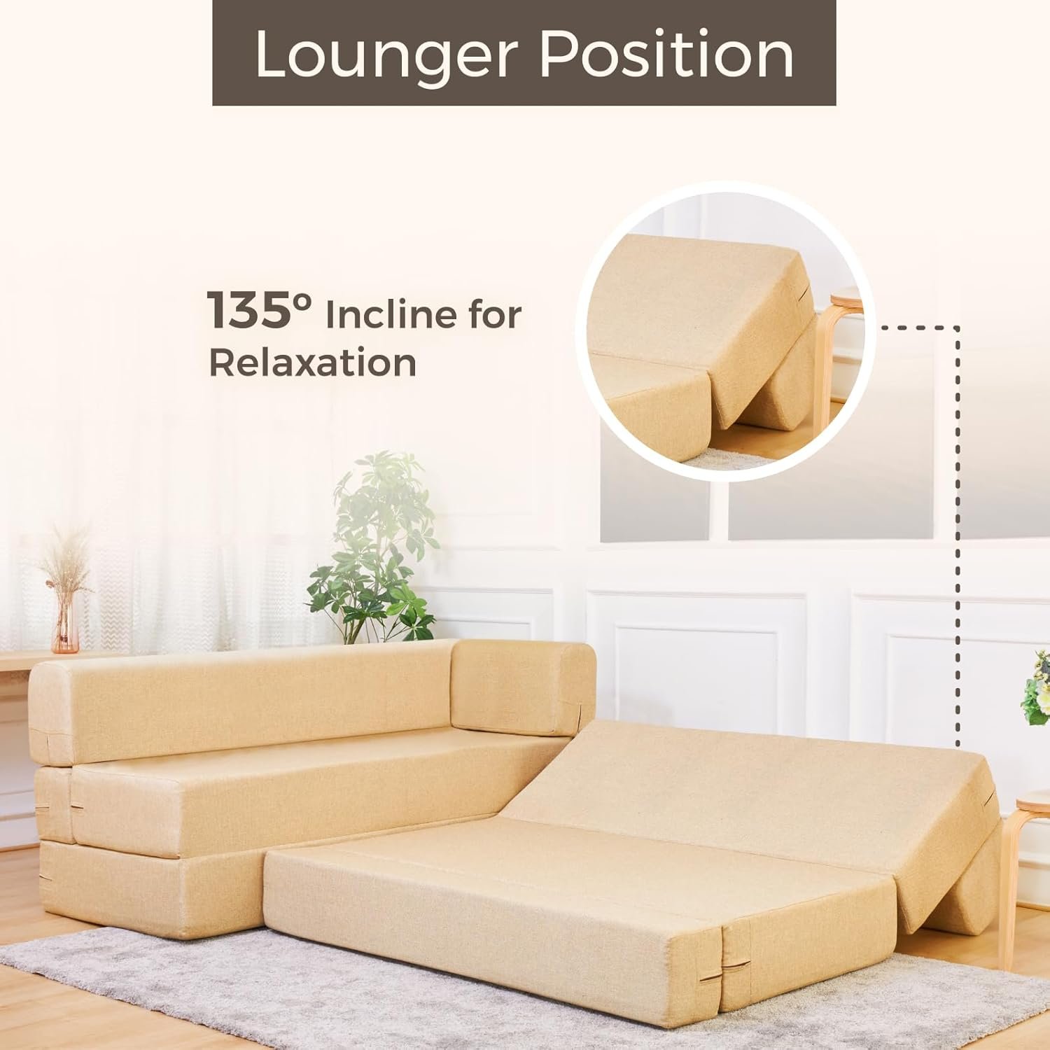 uberlyfe 5 Seater L Shaped Sofa Cum Bed | 1 Year Warranty | Foldable L Shaped Sofacum Bed | Sits & Sleeps 5 | 17" Sofa Height | Beige Color, Red Medallion Pattern photo review