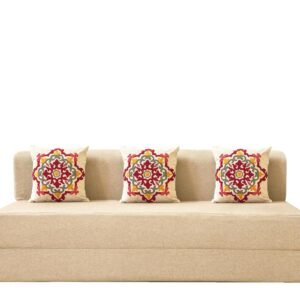 uberlyfe Jumbo Sofa Cum Bed | Jute Fabric Washable Cover | 6.5' X 6.5' Feet