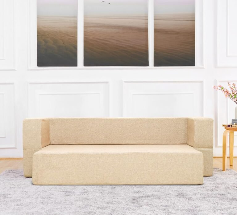 uberlyfe New Age 3 Seater Sofa Cum Bed | 1 Year Warranty | Foldable Floor Sofacum Bed | Sits 3 & Sleeps 2 | 13" Sofa Height | Jute Finish Fabric