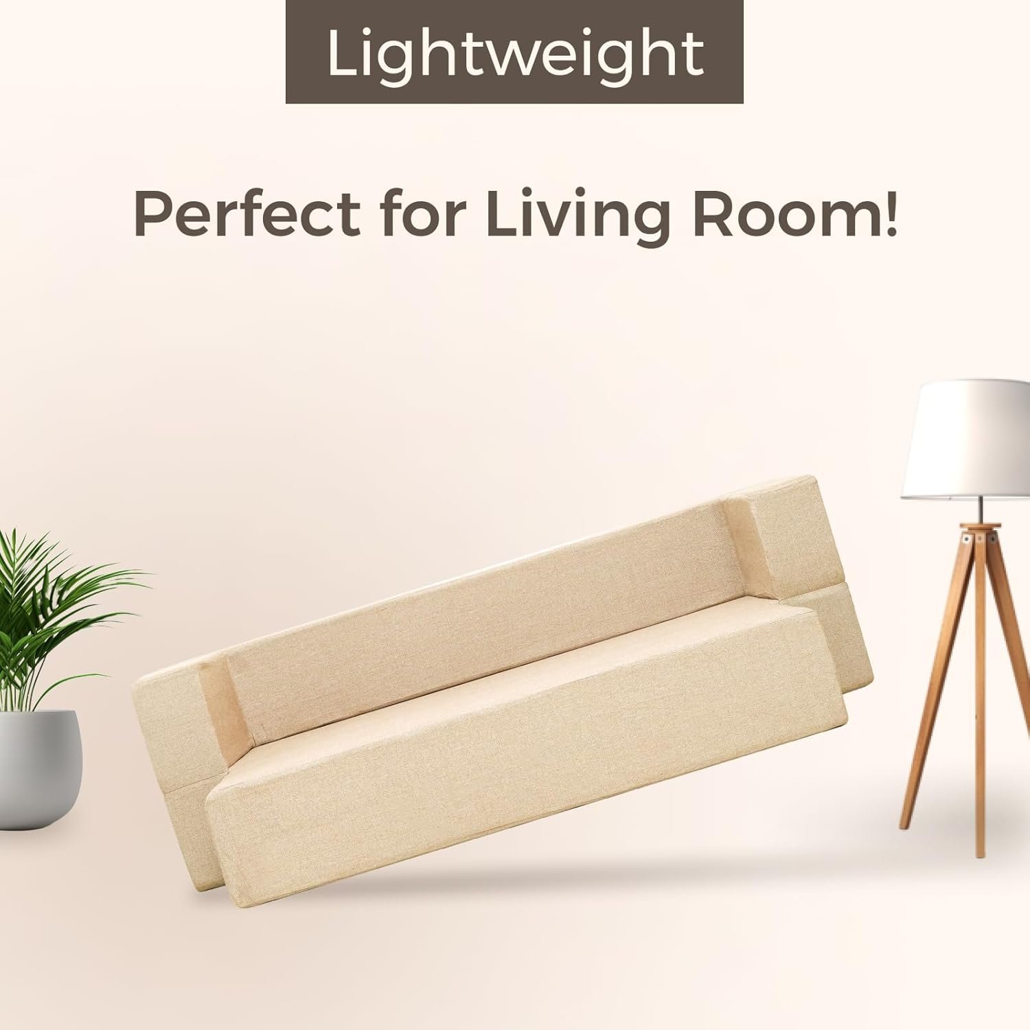 uberlyfe New Age 3 Seater Sofa Cum Bed | 1 Year Warranty | Foldable Floor Sofacum Bed | Sits 3 & Sleeps 2 | 13" Sofa Height | Jute Finish Fabric photo review